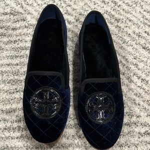 Tory Burch quilted velvet loafers